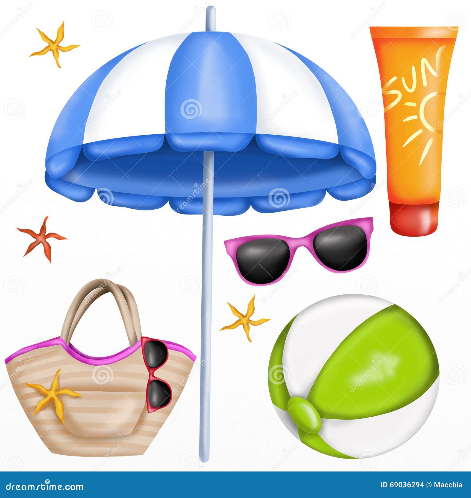 Isolated sea objects stock illustration. Illustration of sunscreen ...