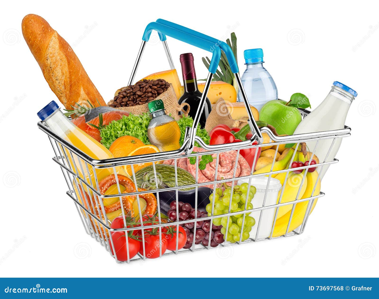  shopping basket filled with food
