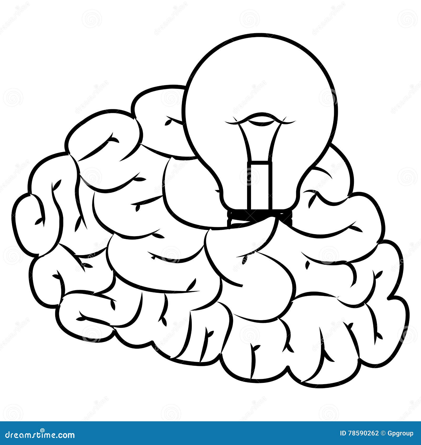 Isolated and Silhouette Brain and Light Bulb Design Stock Vector ...