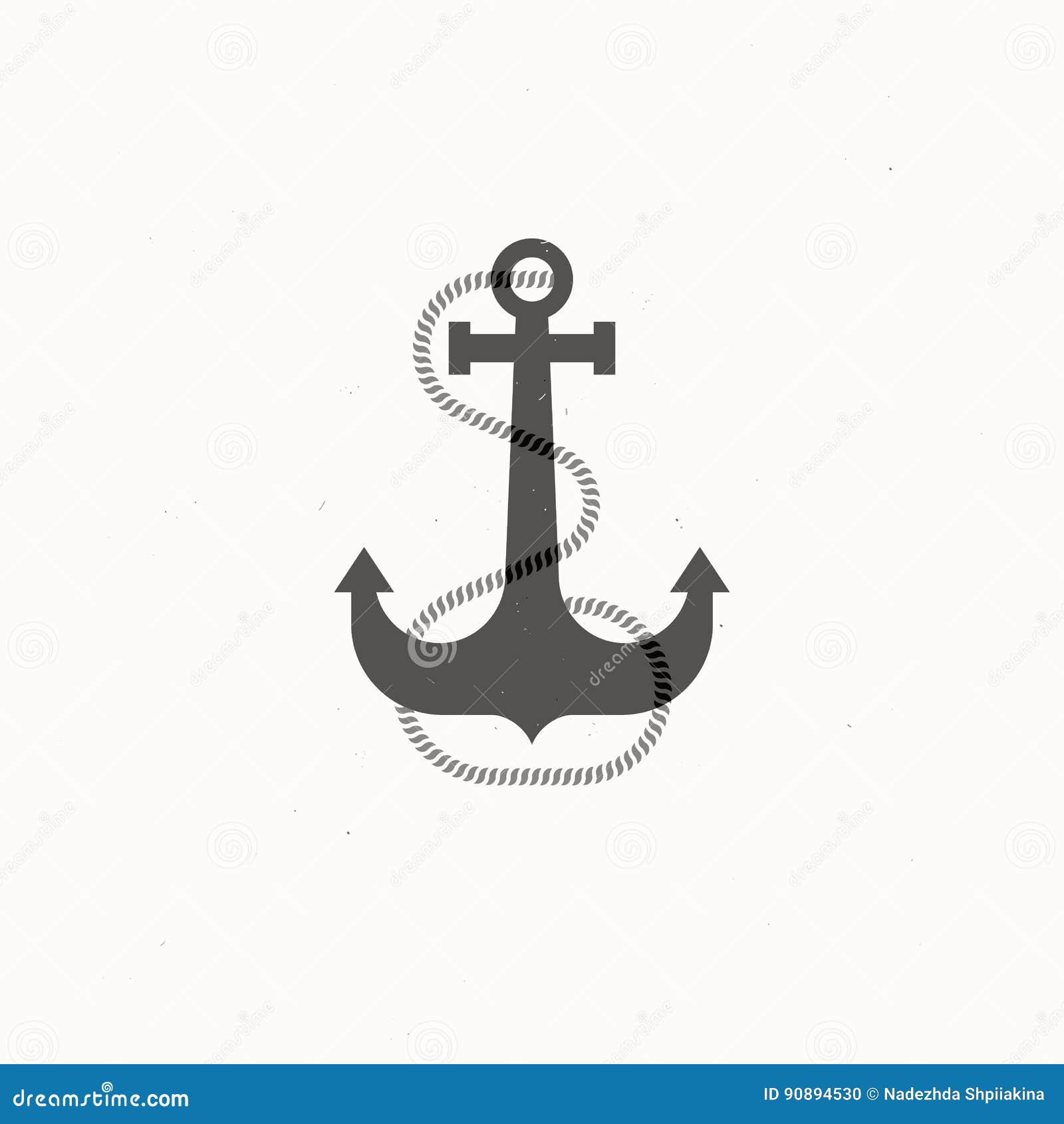 Isolated Silhouette Vector Illustration of Anchor and Rope Stock Vector ...