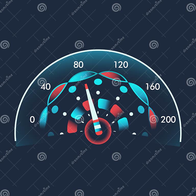 Isolated Speedometers for Dashboard. Device for Measuring Speed and Futuristic Speedometer