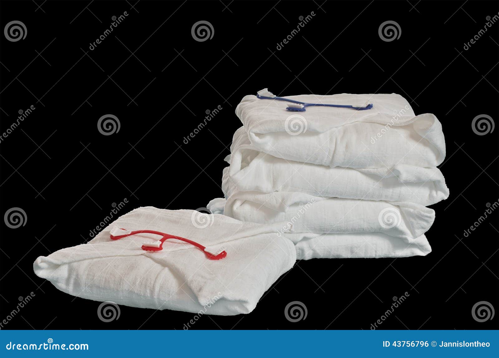 Isolated Stack Of Classical Square White Cloth Diapers Stock Photo