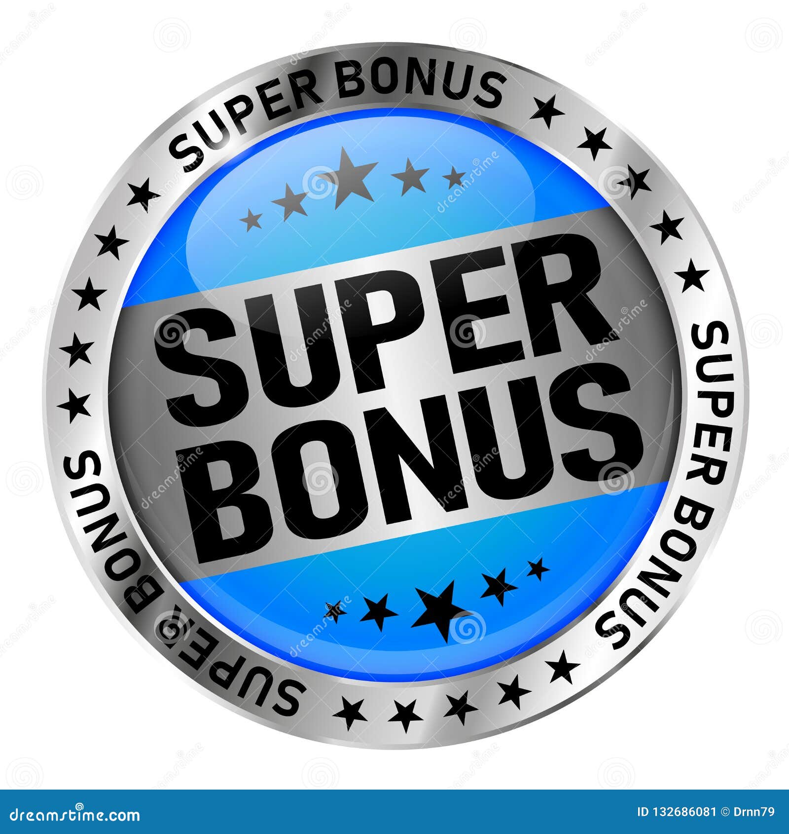 Isolated Super Bonus Blue Silver Illustration Icon Web Badge Stock