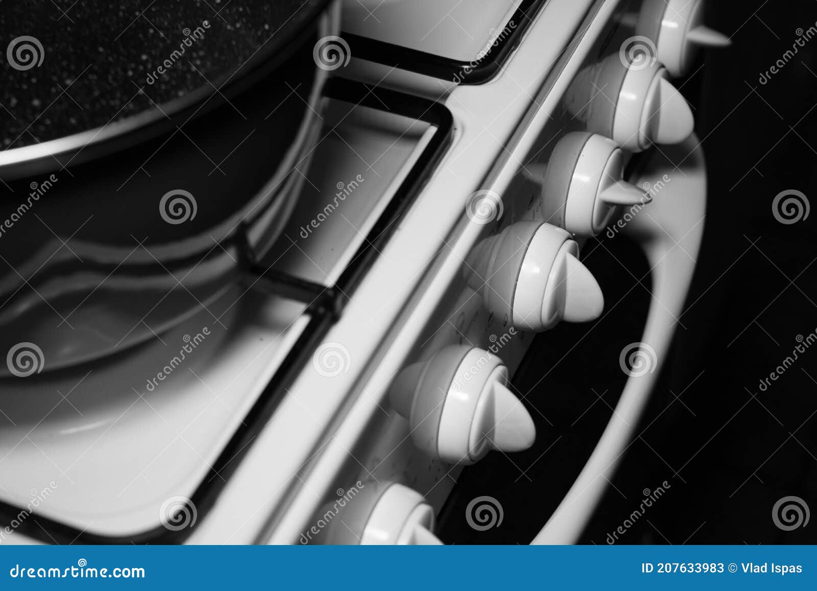 Isolated Switch Adjustment Buttons on a Gas Stove Stock Image Image