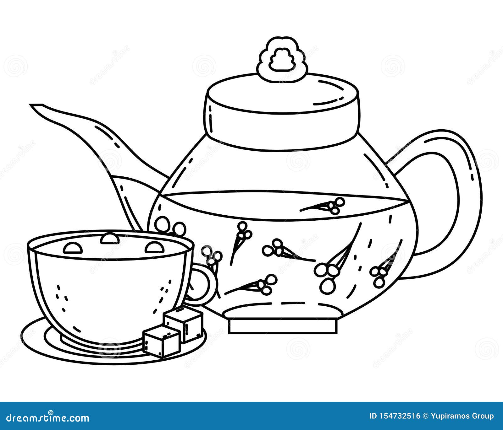 Isolated Tea Pot and Cup Design Stock Vector Illustration of menu, elegance 154732516