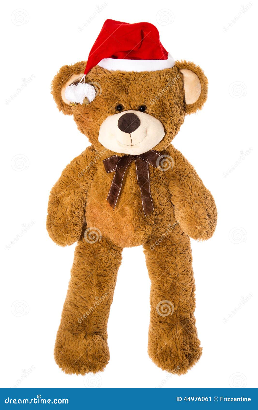 Isolated Teddy Bear Decorated for Christmas with a Santa Hat. Stock ...