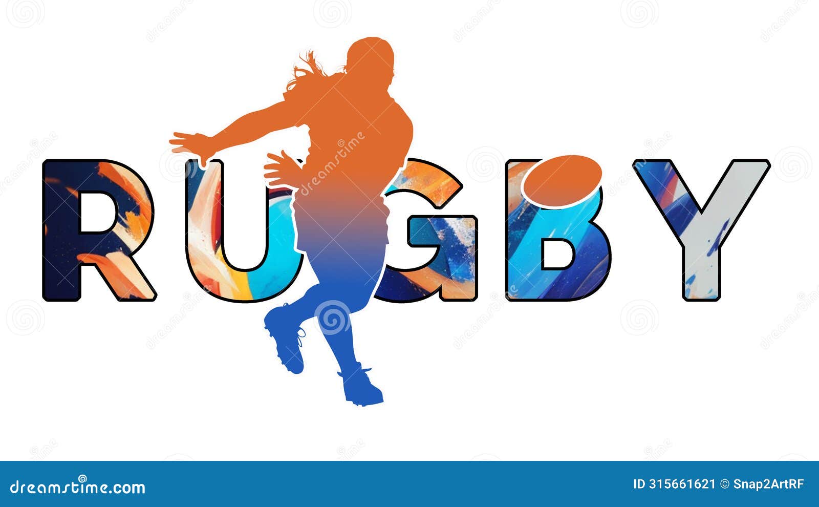  text rugby on withe background - color icon gradient silhouette figure of a female or woman scrumhalf passing ball