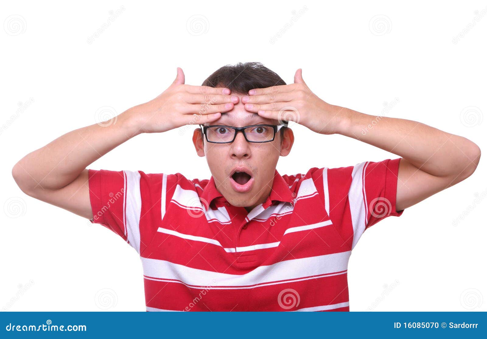 Surreptitious Gesture With The Head Isolated Thinking Young Man Realized Idea Stock Photo - Image of