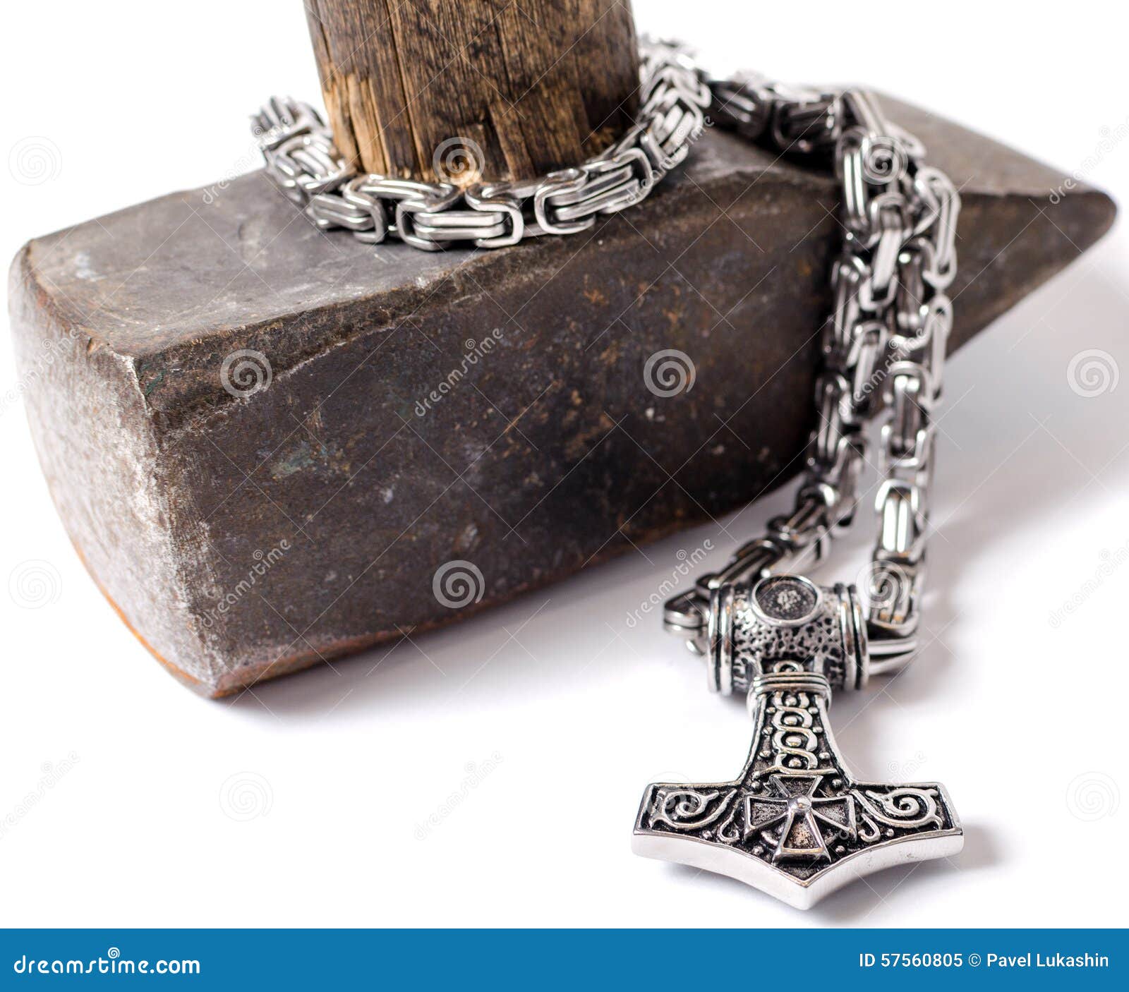 Isolated Thor S Hammer on a Metal Chain Stock Image Image of viking