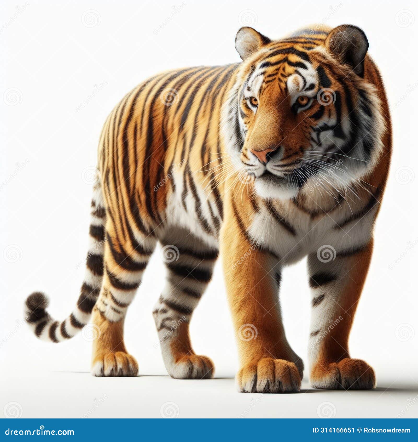 image of  tiger against pure white background, ideal for presentations