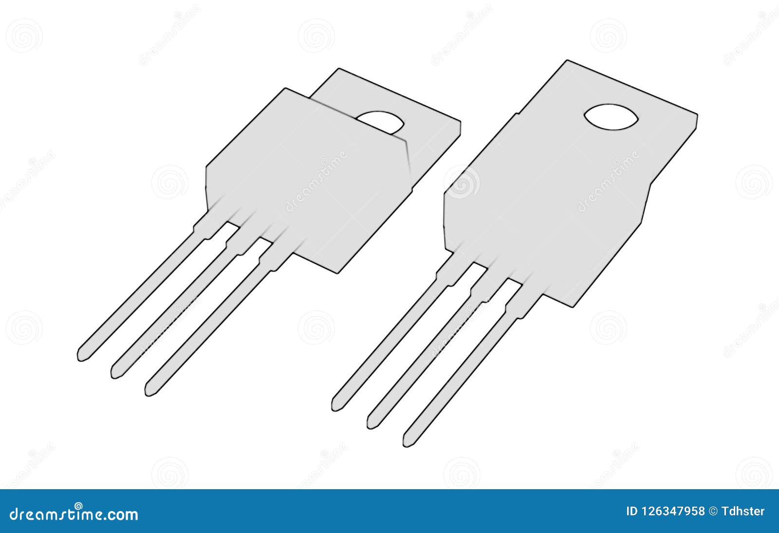 to-220 mosfet electronic package 3d  sketch outline