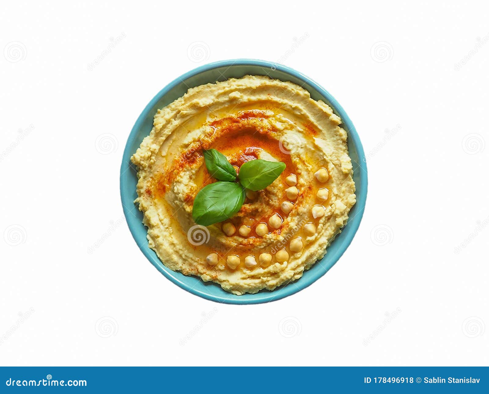 Isolated Traditional Hummus on a Plste. Top View Stock Photo Image of
