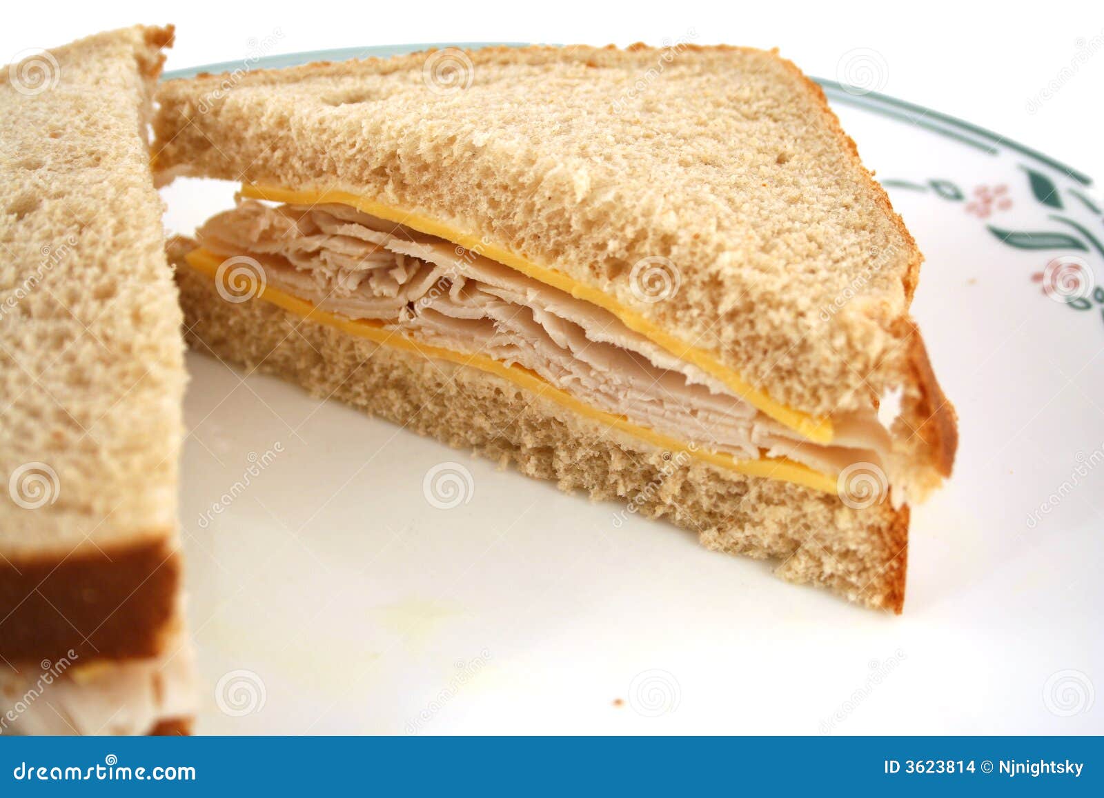 Isolated Turkey Sandwich On Whole Grain Bread Stock Photo Image of