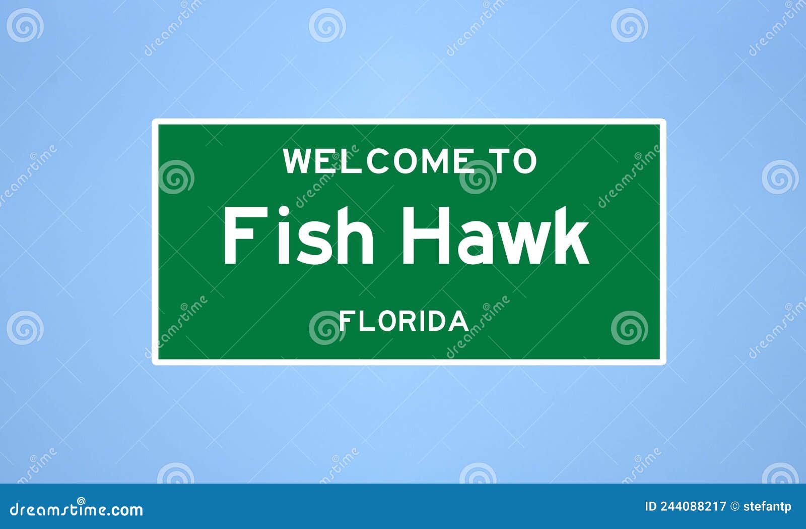 Fish Hawk, Florida City Limit Sign. Town Sign from the USA. Stock