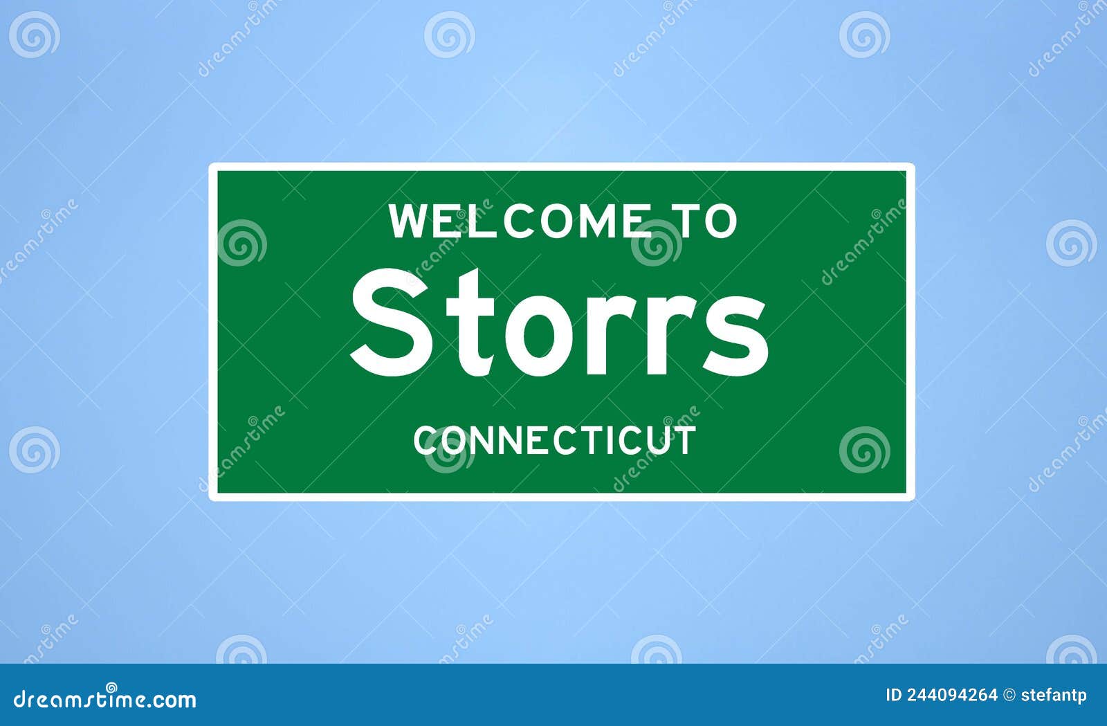 storrs, connecticut city limit sign. town sign from the usa.