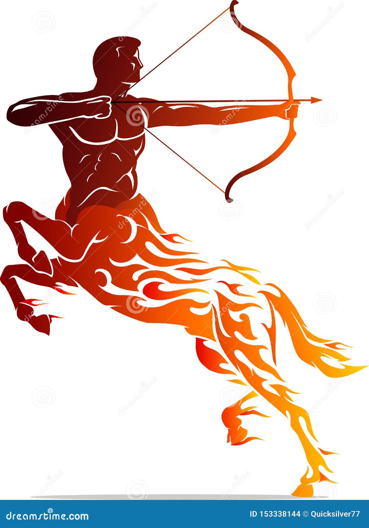 Centaur Flame Archer Tattoo Stock Vector  Illustration of full design  153338144