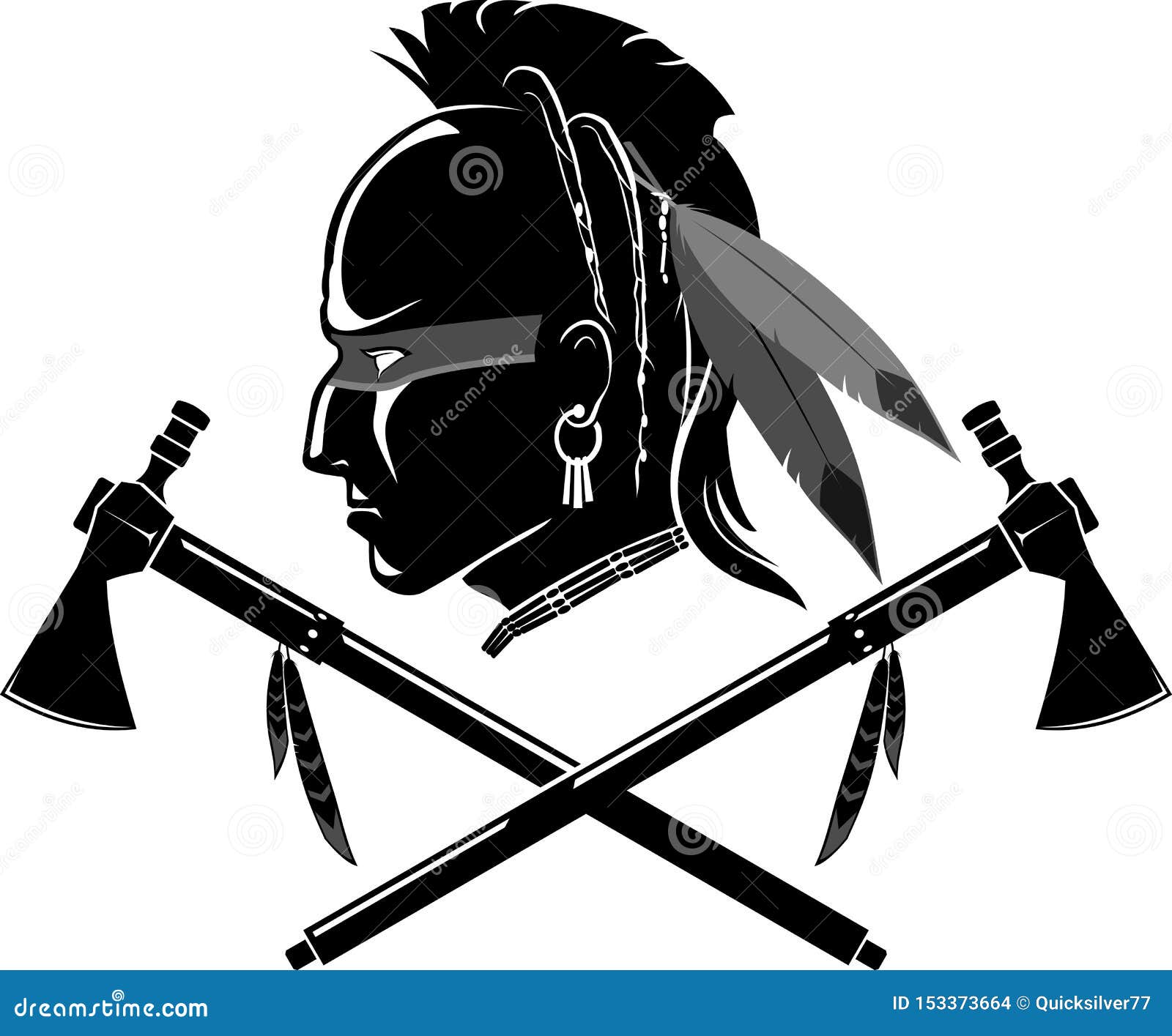 Indian Mohawk and Tomahawk Axe Stock Vector - Illustration of earring,  metal: 153373664