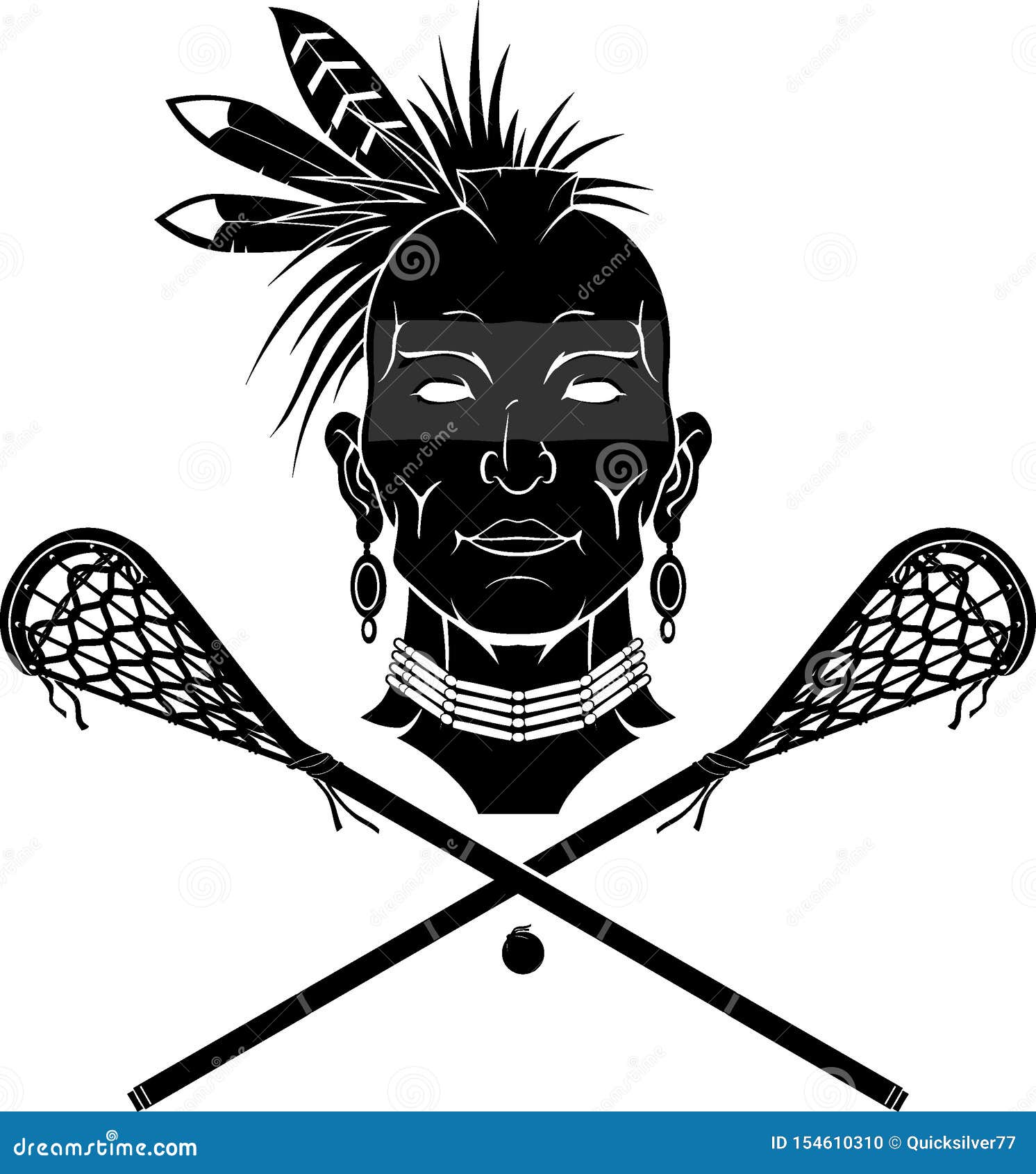 Native Indian Lacrosse, Front View Stock Illustration