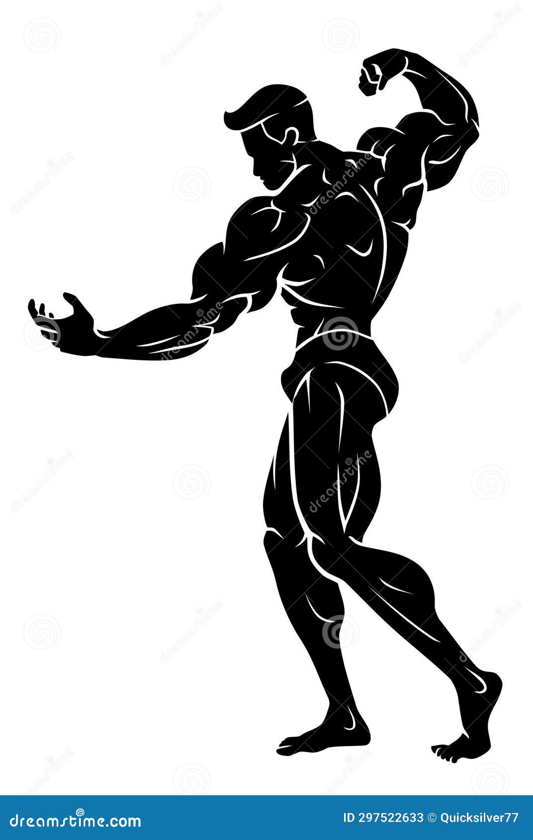 Body Builder Back Muscle Flex Pose, Silhouette Illustration Stock ...