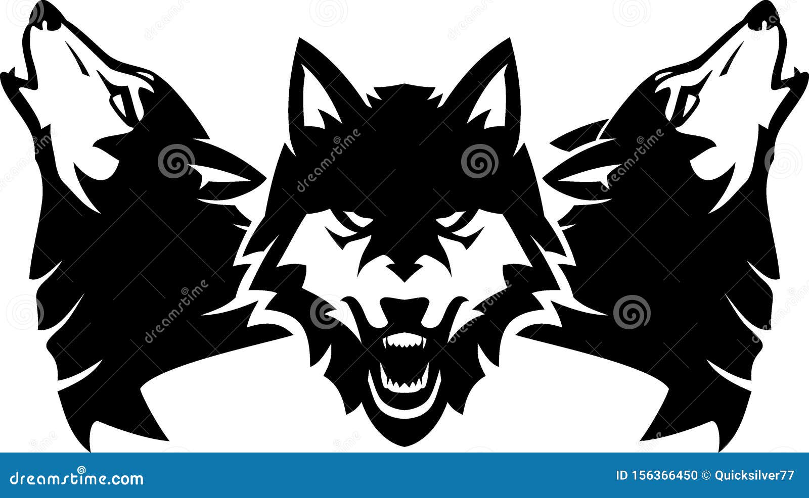Download Wolf Pack Howl, Front View stock vector. Illustration of ...