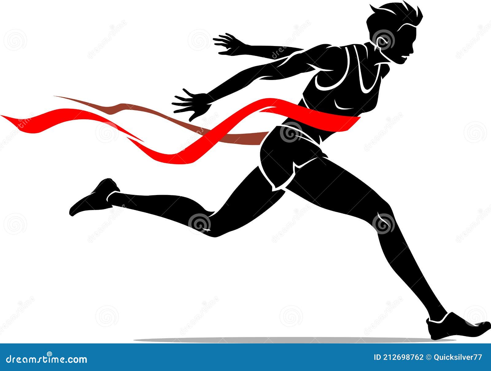 Silhouette of a sprinter at finish line Royalty Free Vector