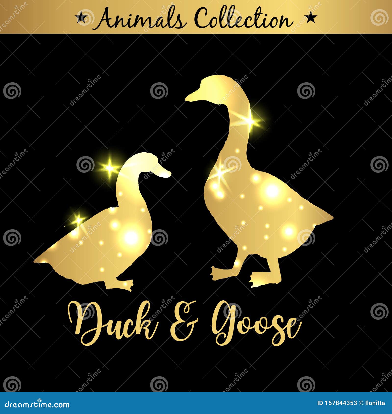 Isolated Vintage Golden and Royal Emblem of Farm Goose and Duck Animals ...