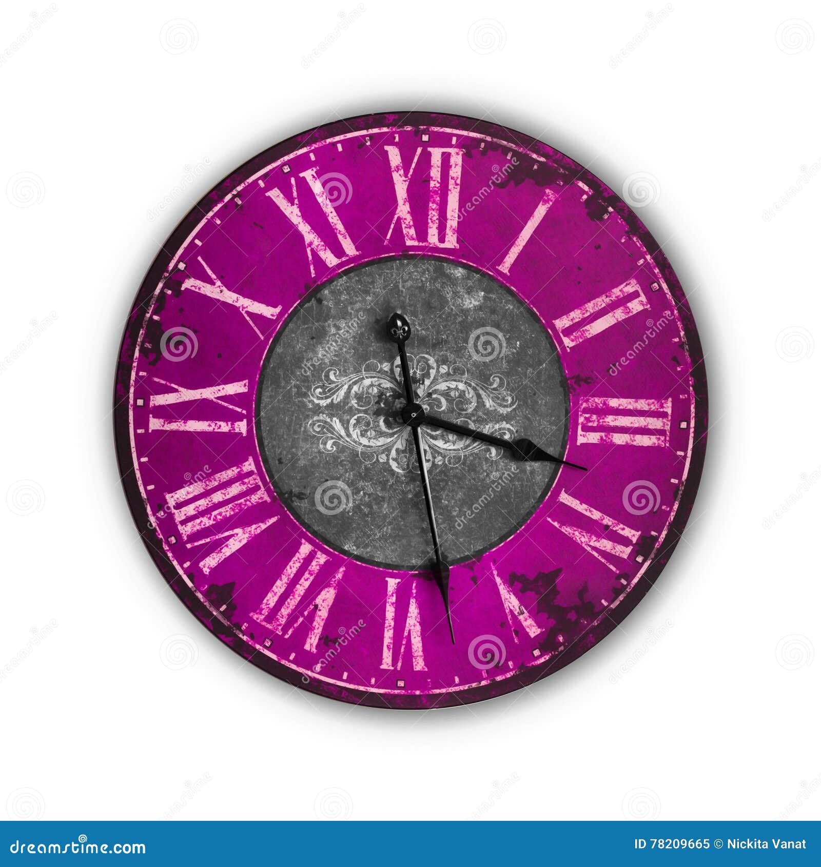 Isolated Vintage Old Pink Clock Stock Image Image of numeral, white 78209665