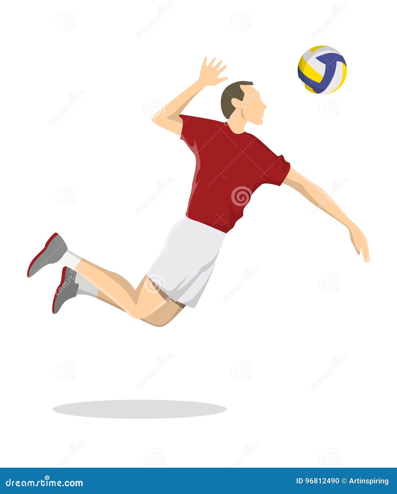 Volleyball Player Spiking Ball Blocking Oval Royalty-Free Stock ...