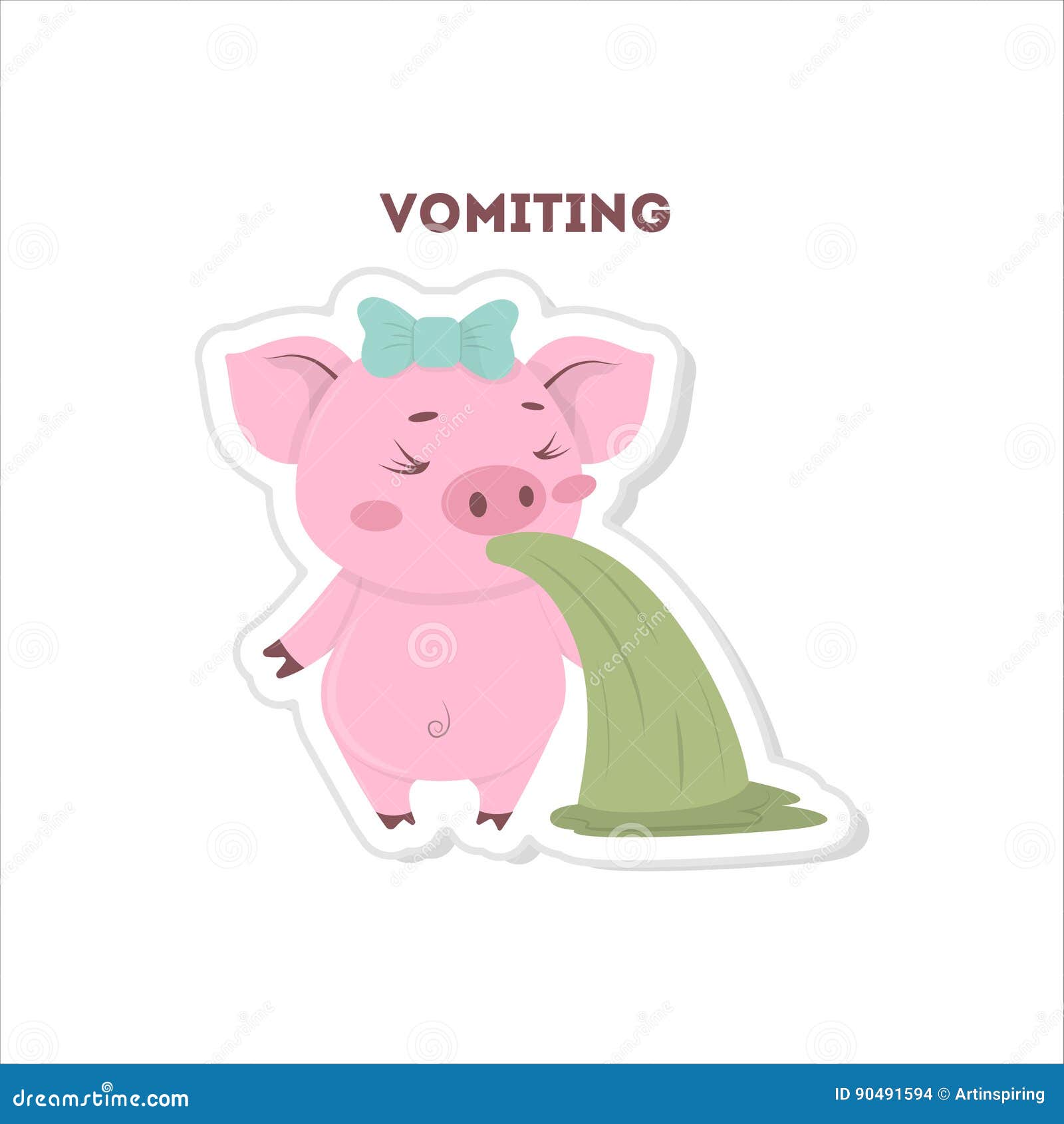 Isolated vomiting pig. stock vector. Illustration of piglet - 90491594