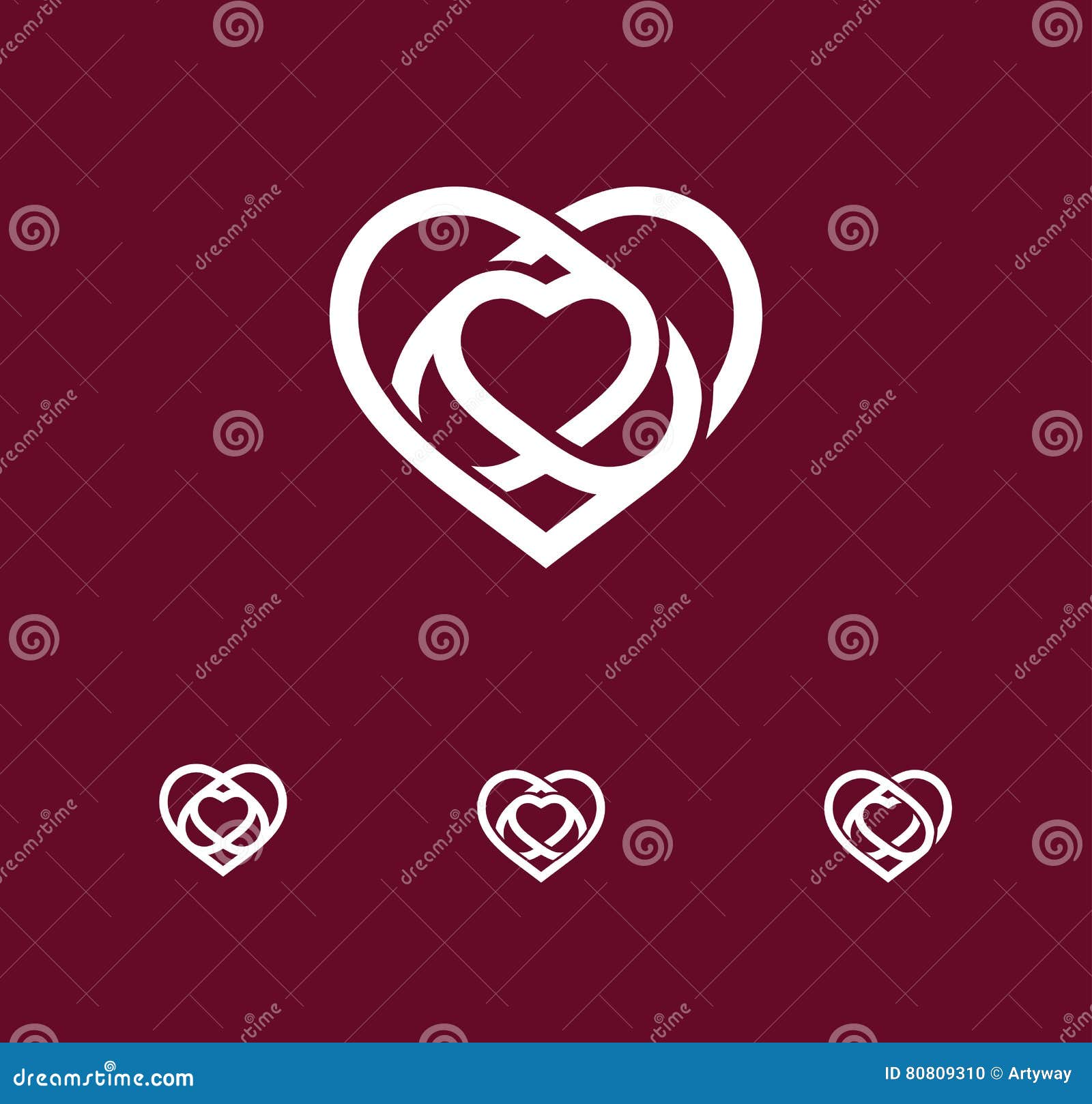  white abstract monoline heart logo set. love logotypes. st. valentines day icon. wedding . amour sign