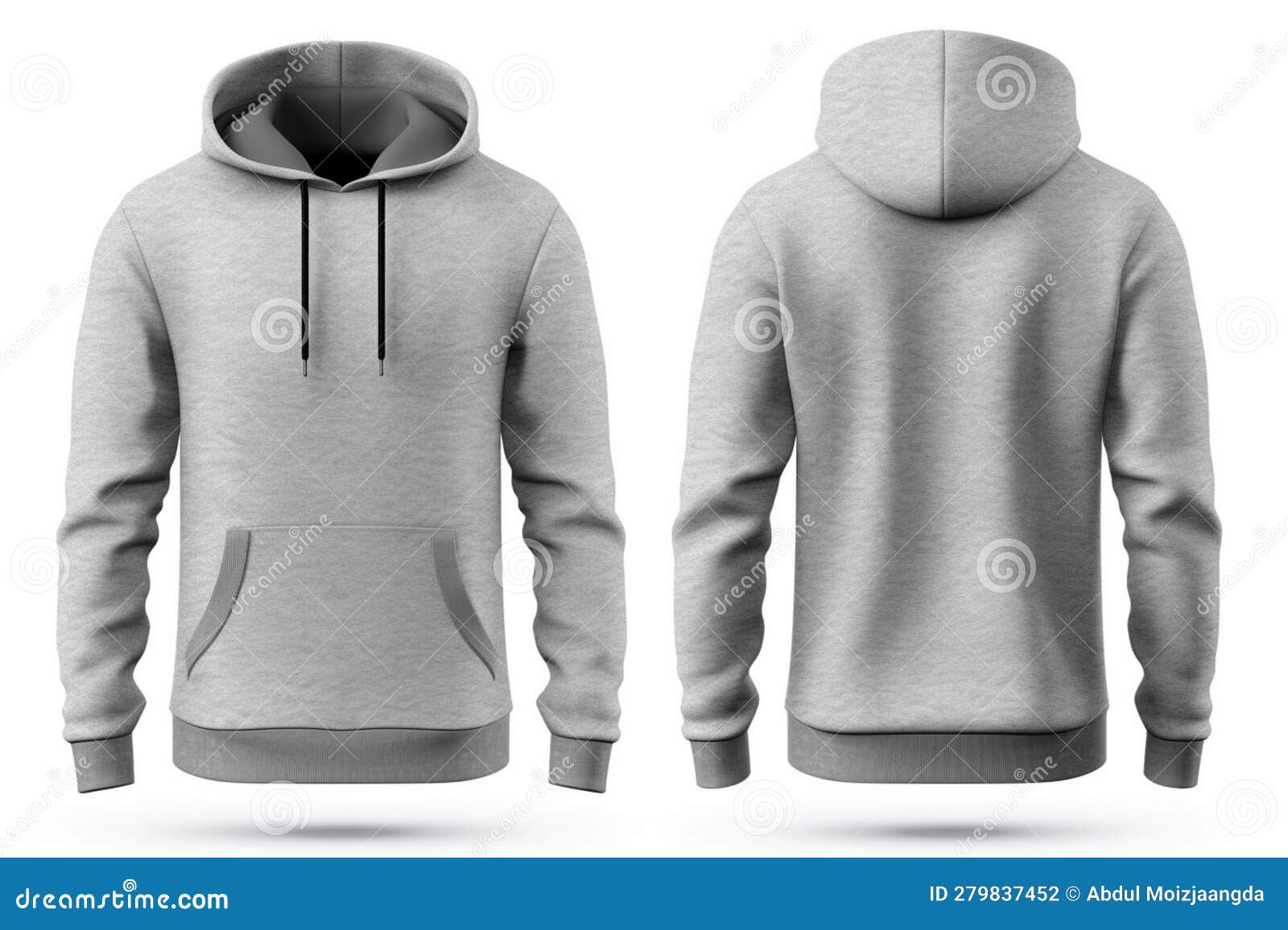 Isolated White Background, Men S Grey Blank Hoodie Template, Front and ...