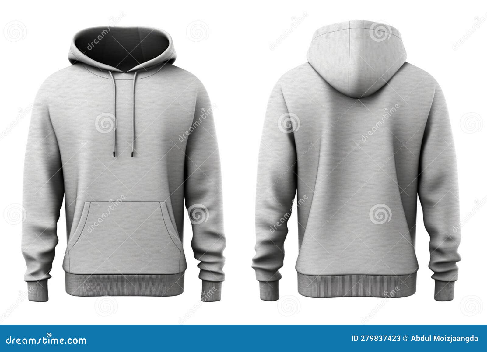 Isolated on White, Men S Grey Blank Hoodie Template, Front and Back ...