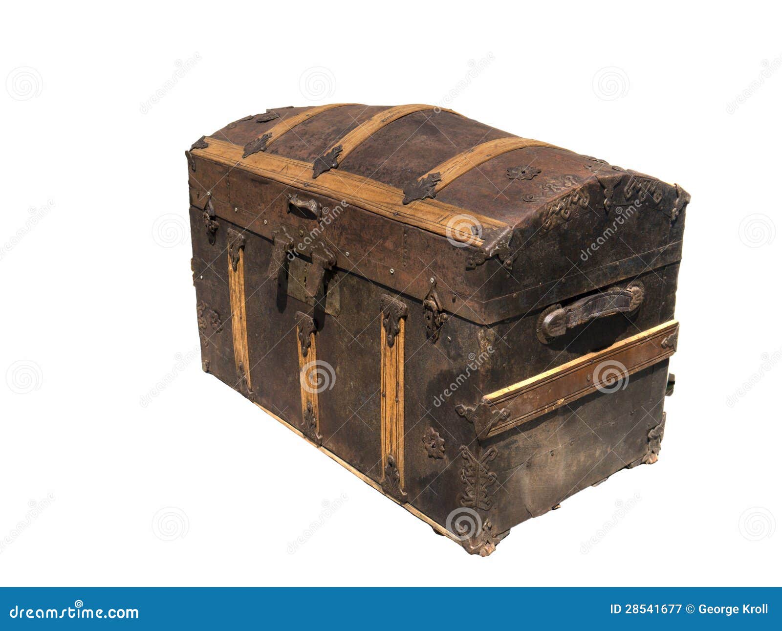 Isolated On White Old Wooden Treasure Chest Stock Image 