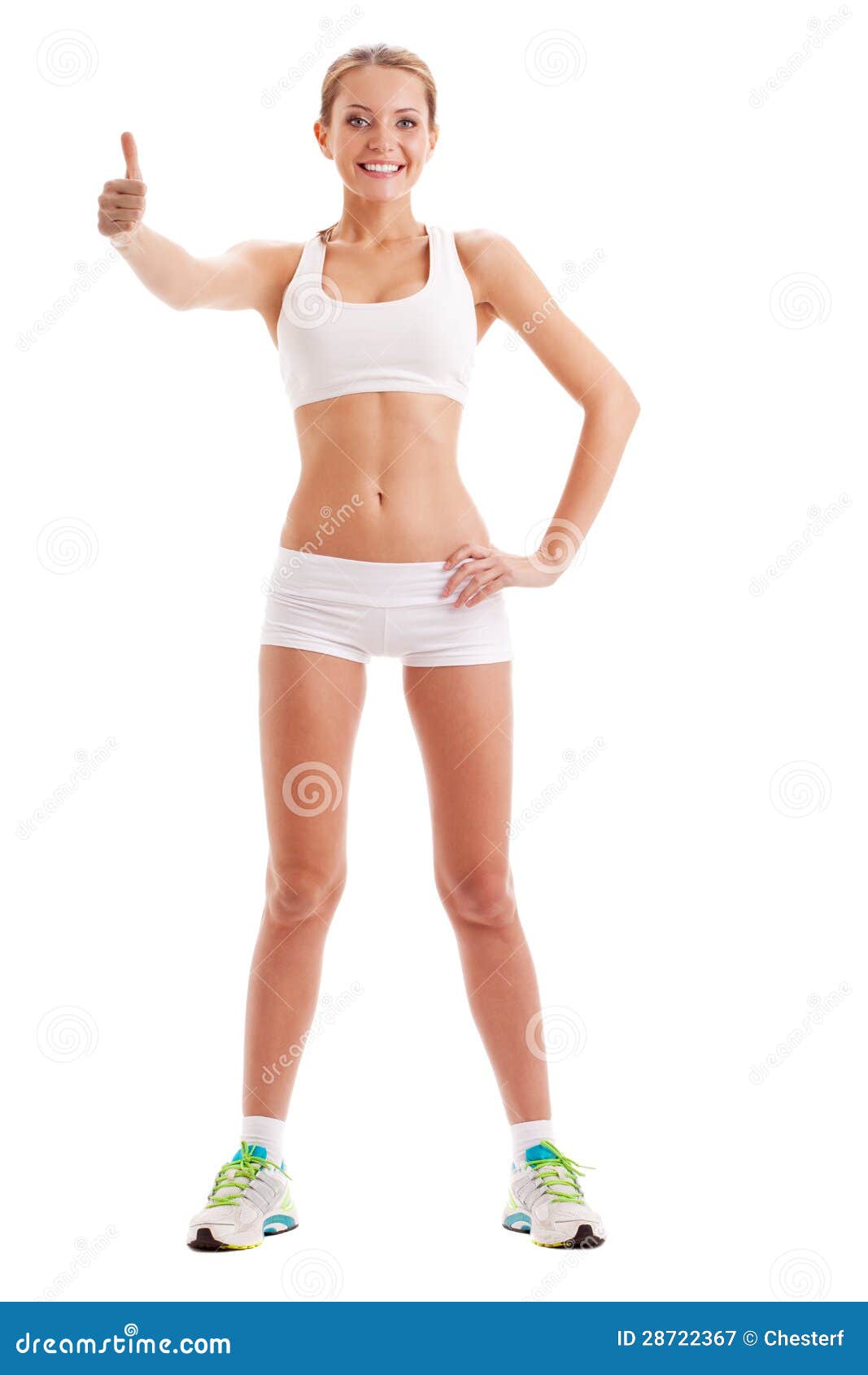 Woman in Bed and Man in Underwear Showing Thumb Up Stock Image