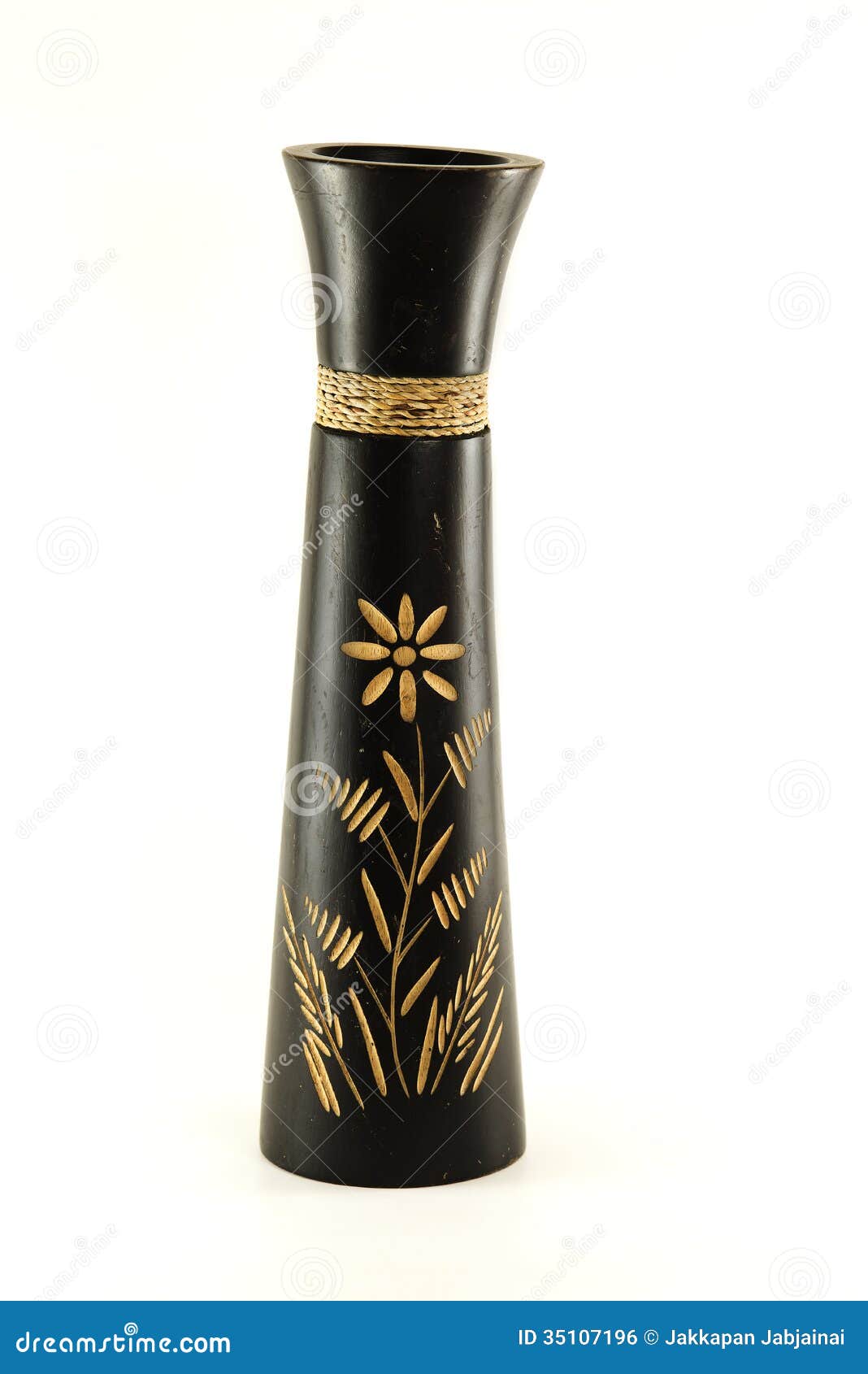 Isolated wood vase stock photo. Image of vase, black 35107196