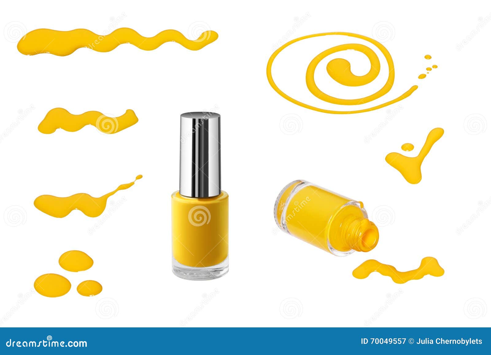 Isolated Yeallow Nail Polish Bottle and Drops Stock Image Image of