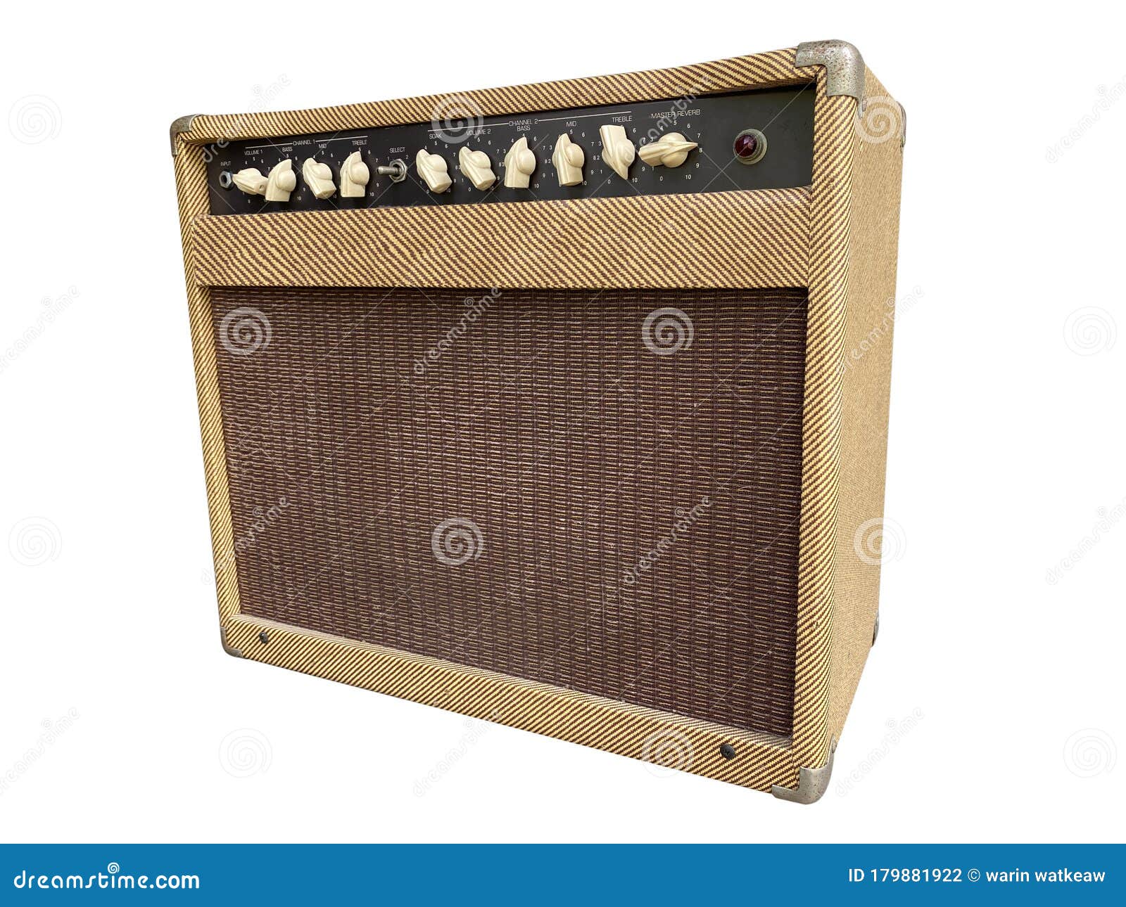 Isolated Yellow Vintage Combo Amplifier. Stock Photo Image of bass