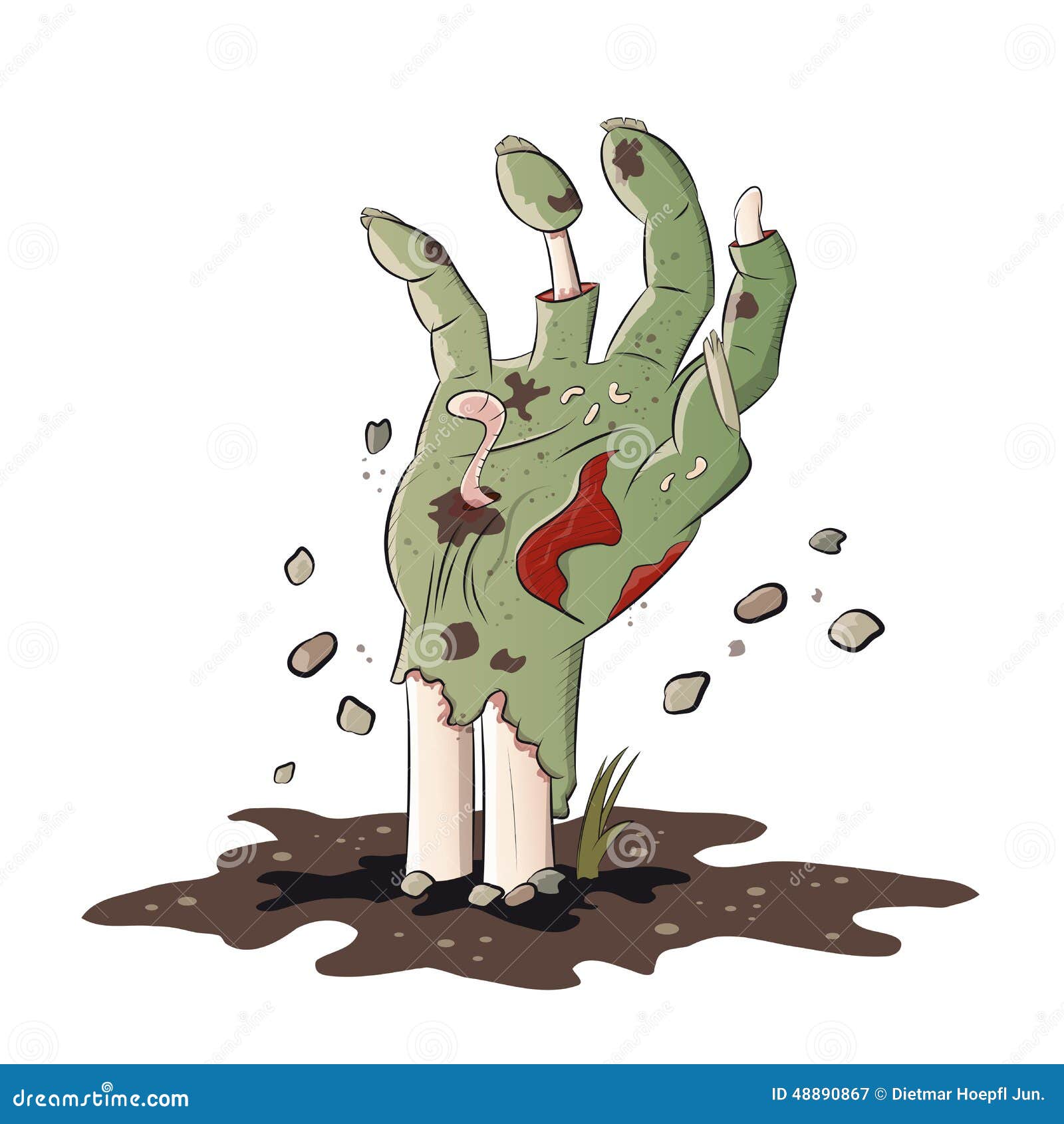 Zombie Hand Coloring Book Page Vector Illustration