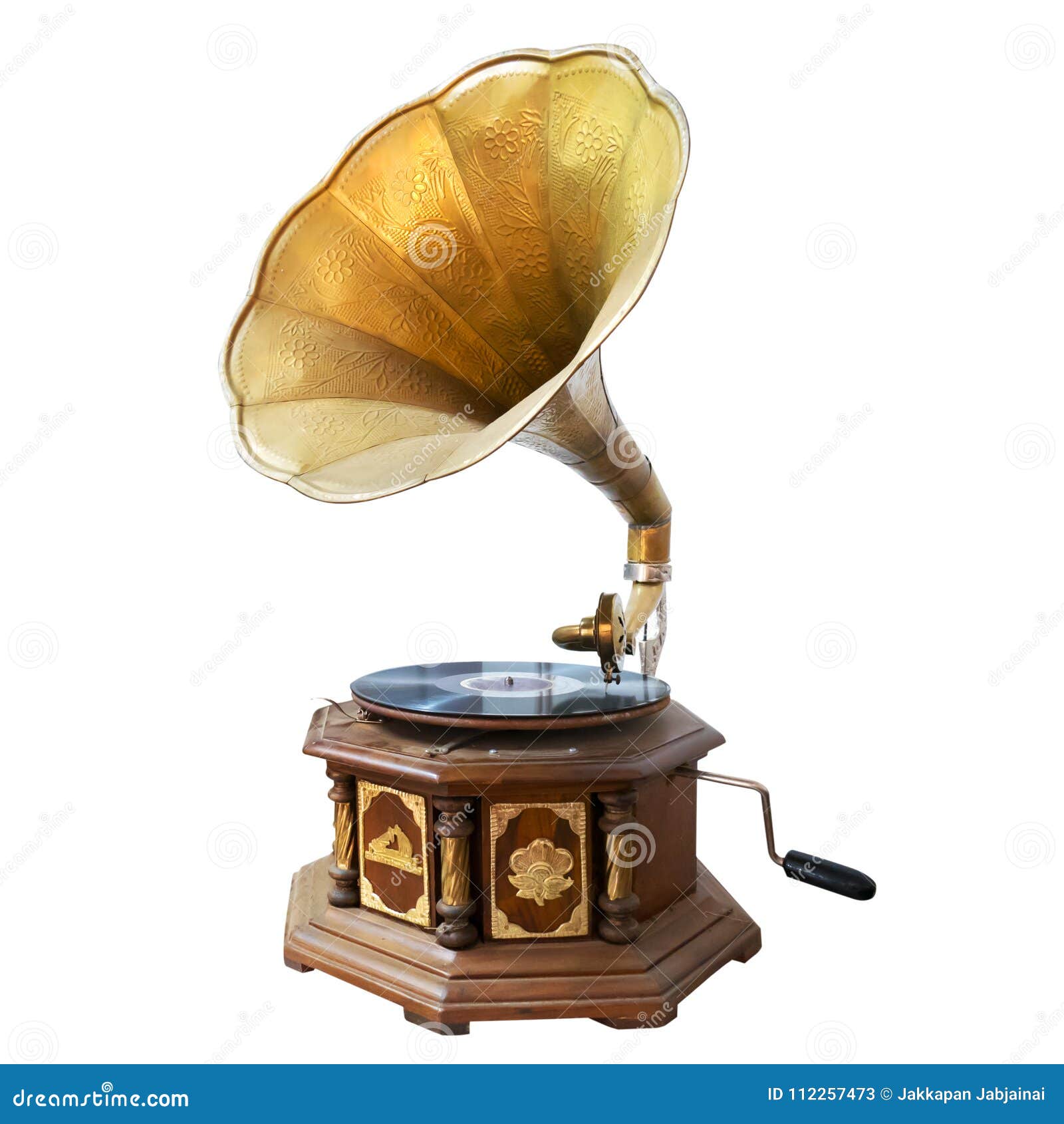 Isolato D'annata E Classico Del Grammofono Su Bianco Immagine Stock