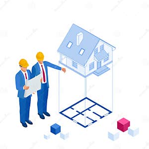 Isometric Architect Blueprint Vector Plan Of Home Blueprint House Plan 