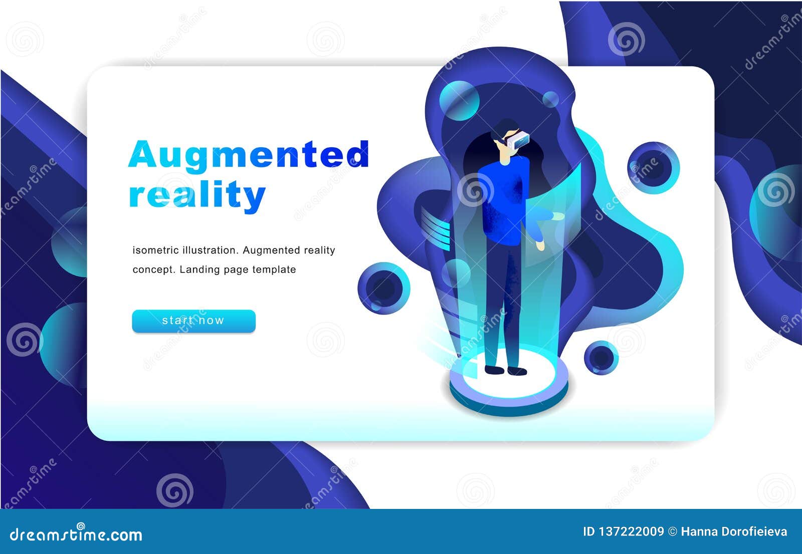 Isometric Augmented Virtual Reality Concept Website Template Stock Illustration Illustration Of Headset Layout 137222009