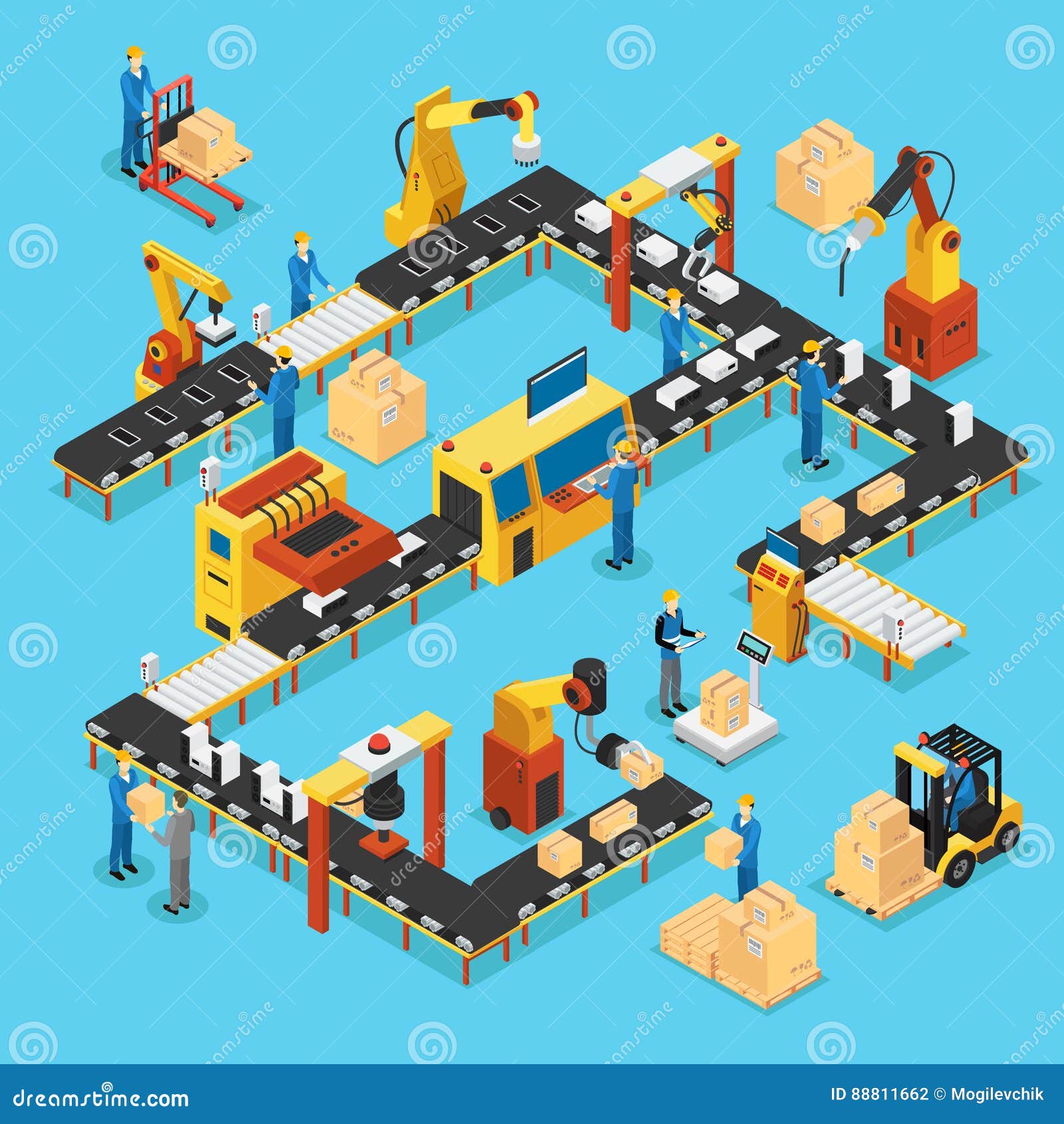 isometric automated production line concept