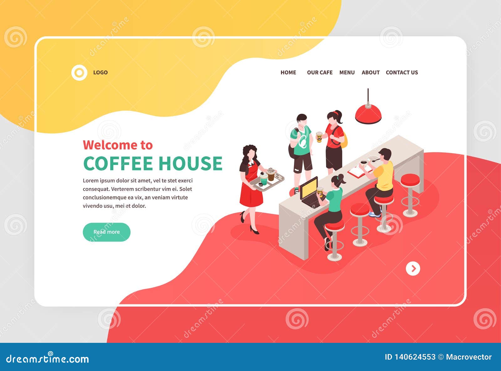 coffee house isometric banner