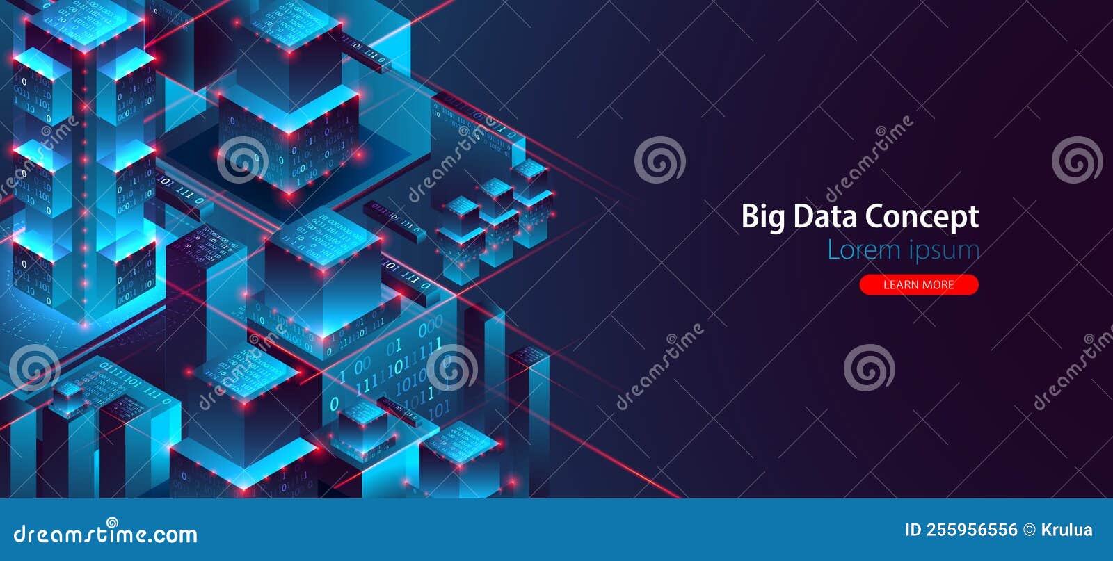 isometric big data flow processing concept, database. abstract technology background.