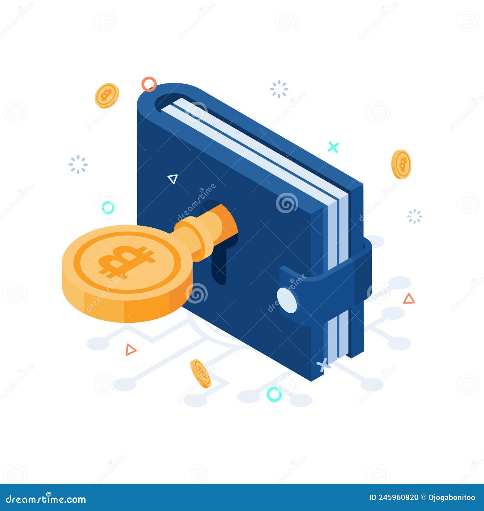 Isometric Bitcoin Key Unlock Wallet Stock Vector - Illustration of crypto,  coin: 245960820