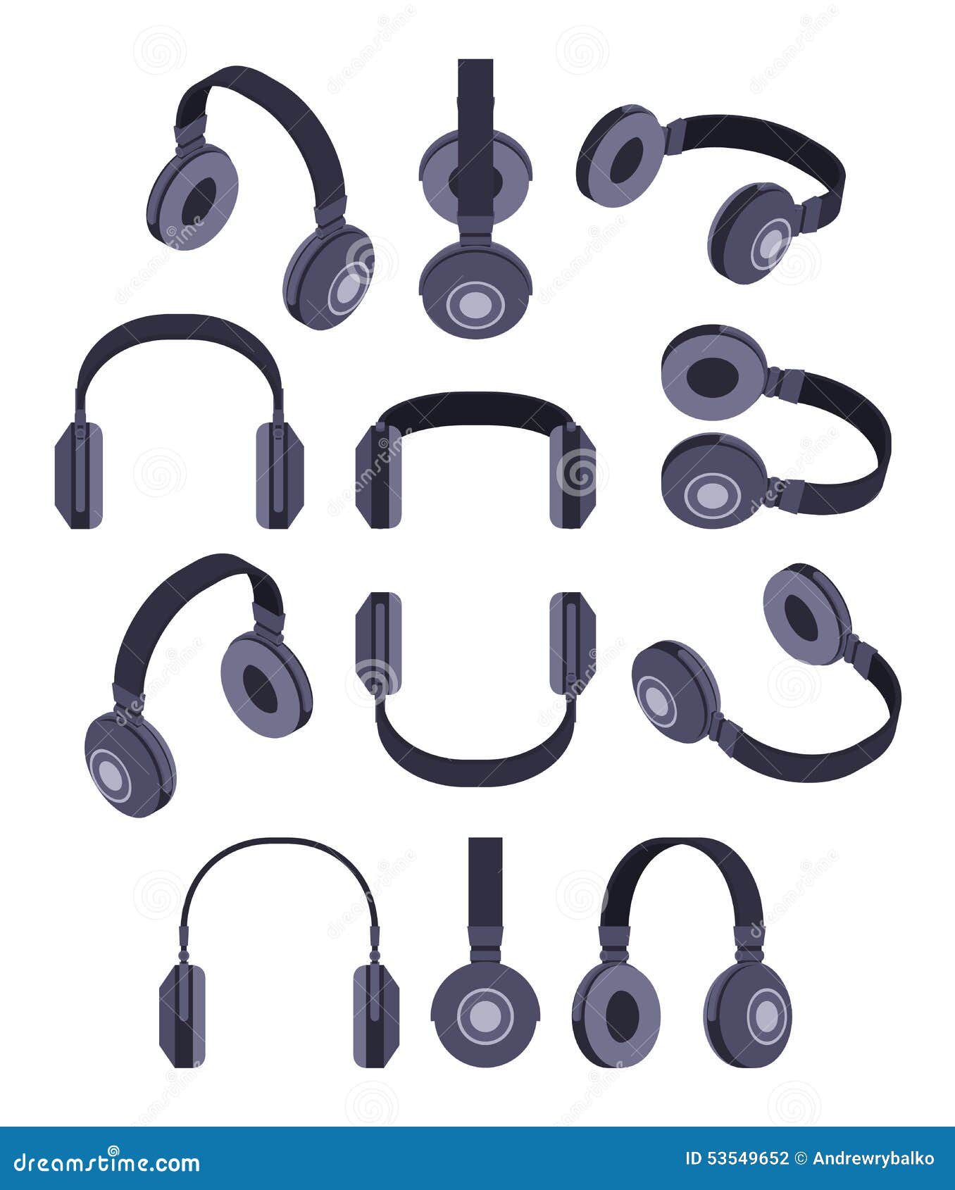 Isometric black headphones stock vector. Illustration of isolated