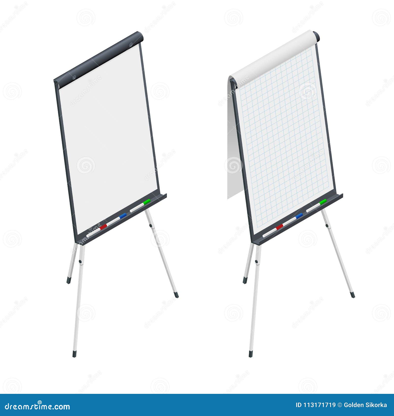 Flip Chart Isolated On White Background Sketch Vector Stock