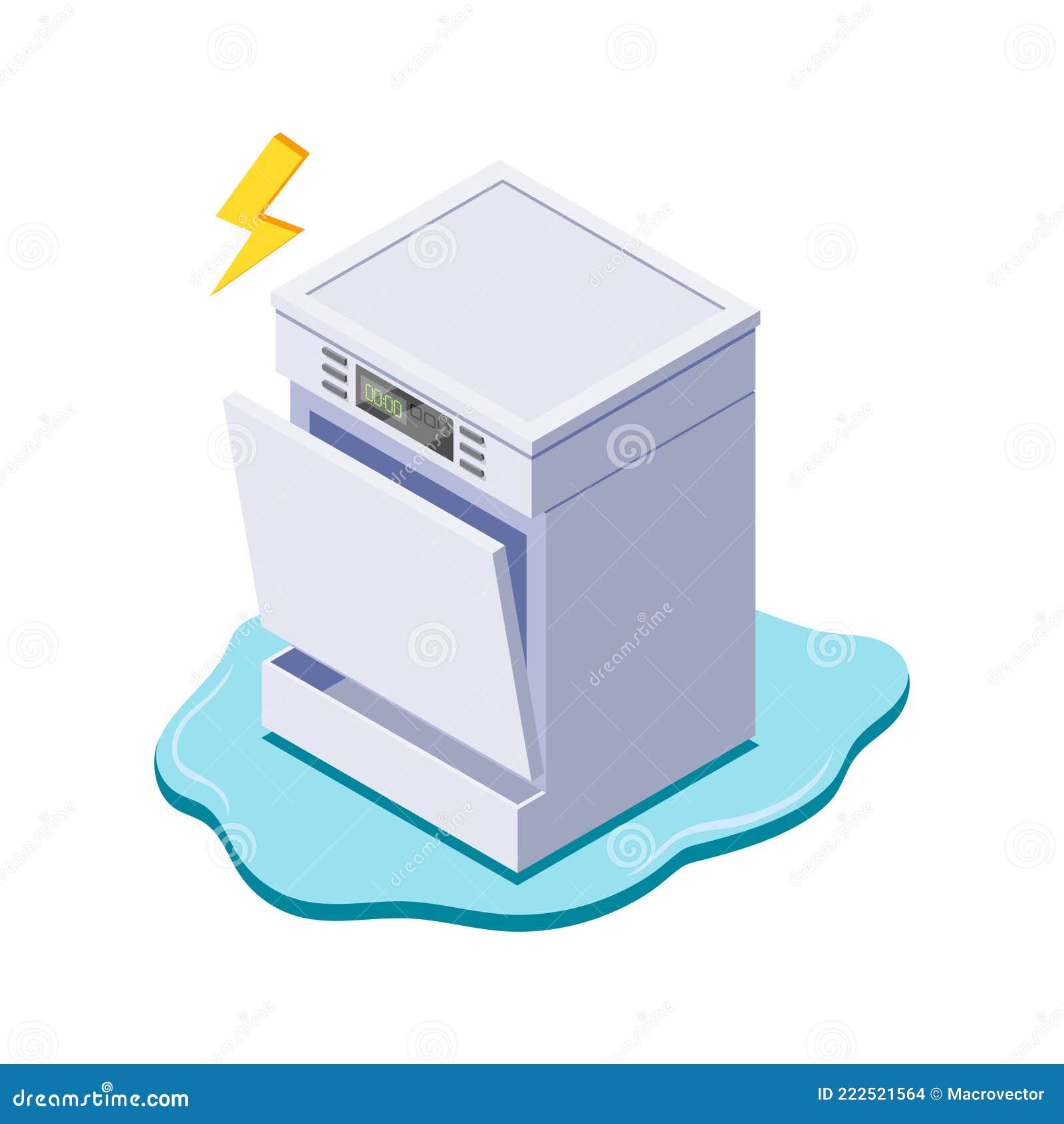 Isometric Broken Dishwasher Stock Vector Illustration of domestic