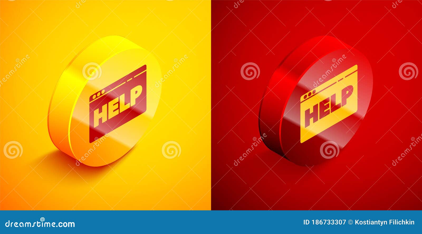 Download Isometric Browser Help Icon Isolated On Orange And Red ...