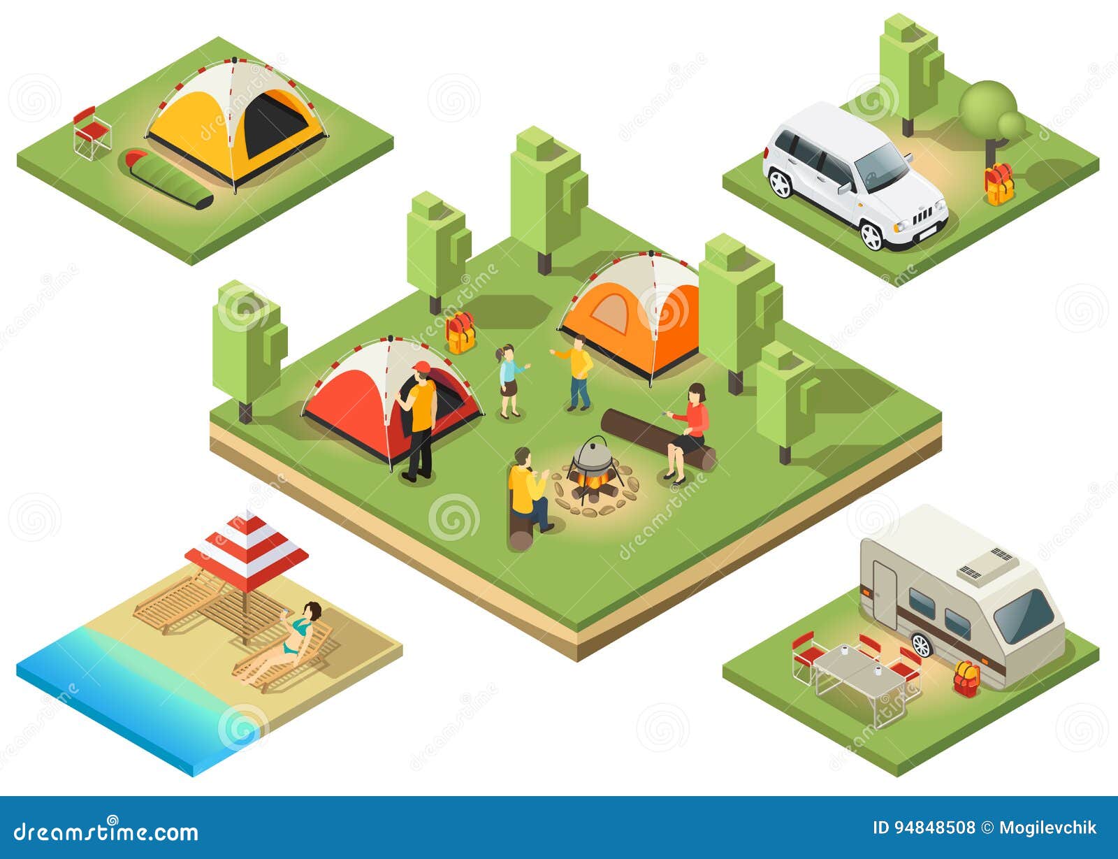 isometric camping territory composition